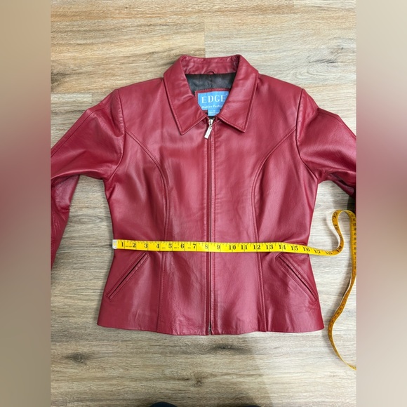 Edge Italian Fashion Vintage Pink Leather Zip Jacket Sz M - Picture 11 of 14